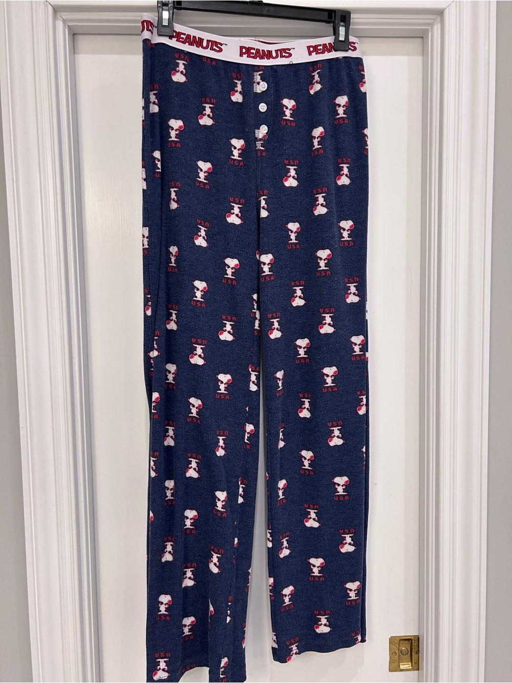 Peanuts Navy Waffle Knit Snoopy Lounge Pants